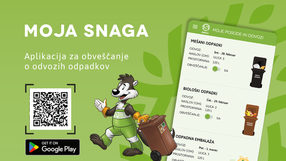 Android aplikacija Moja Snaga z opomniki za odvoz odpadkov